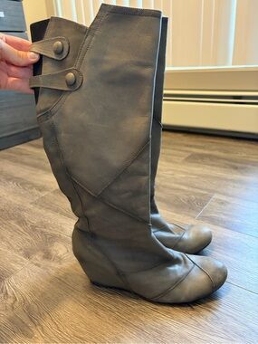 Miz Mooz Gray Wedge Boots